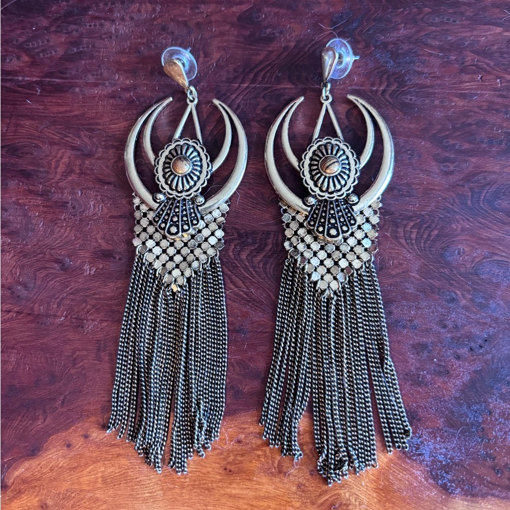 Free People Kalispell Gold Dangle Statement Earrings - Women Jewelry